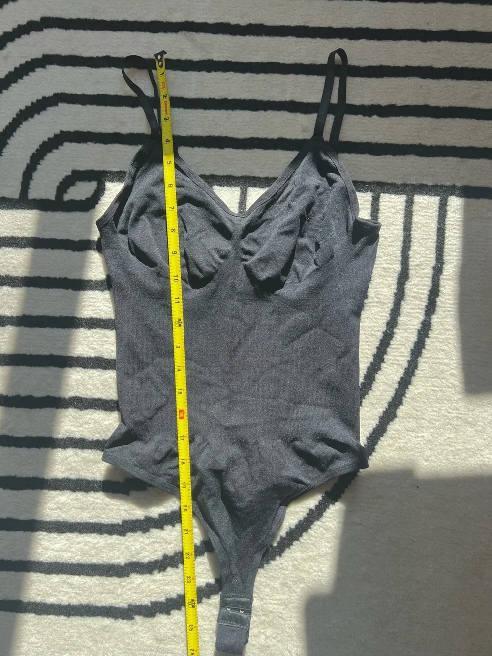 Black Shapewear Tummy Control Bodysuit Thong in Black